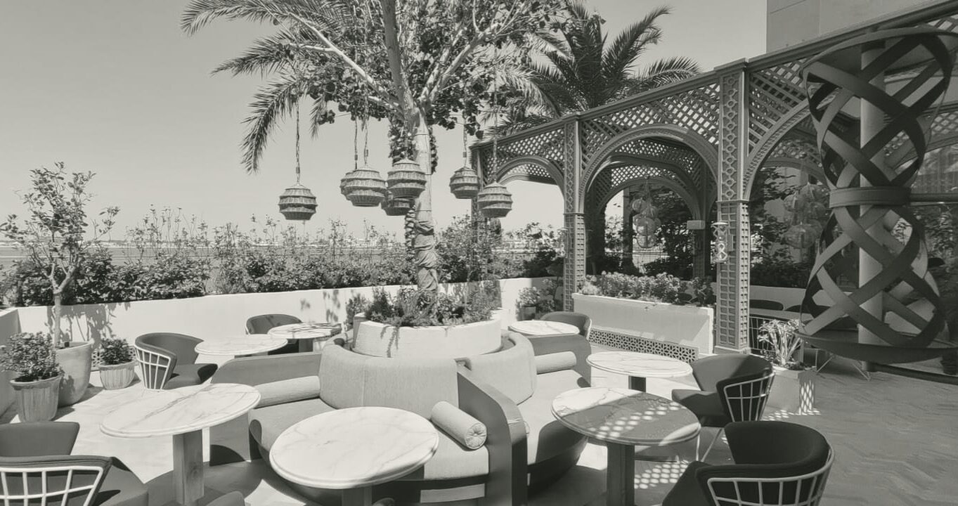 The cooled terrace at Chicago Rare Steakhouse, Four Seasons Doha