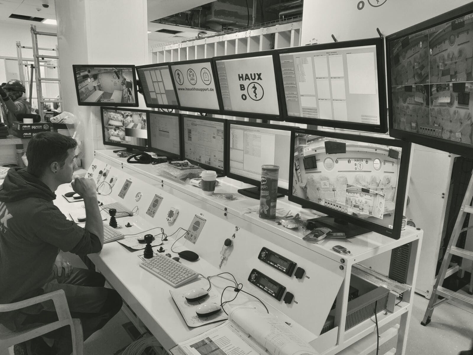 The team at the hyperbaric chamber control desk
